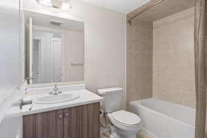 Main floor bathroom of unit 238 located at 2355 Sheppard Avenue West in Etobicoke, Ontario listed by Marco Pedri, Broker with Shoreline Realty Corp., Brokerage.