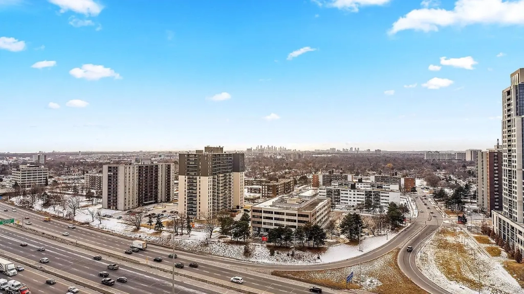 An image of Etobicoke as seen from 5 Valhalla Inn Road.