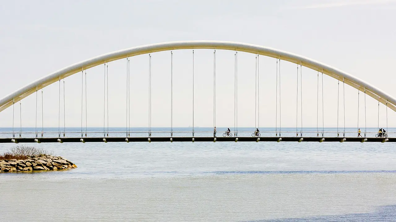 An image of the Humber Bay bridge located in Etobicoke in Toronto.