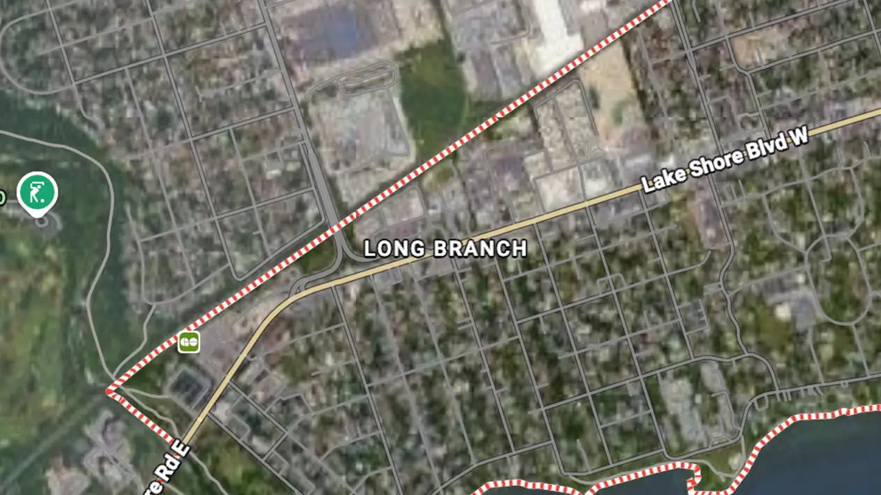 Living in Long Branch, Toronto, featuring lakeside homes, tree-lined streets, and the waterfront lifestyle near Lake Ontario.